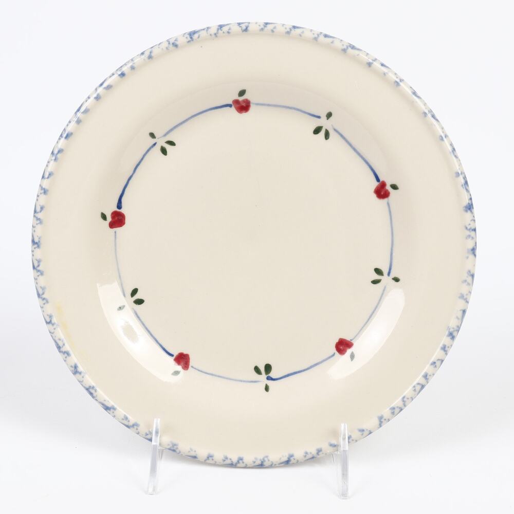 Henn Pottery Blue Apple Spongeware 9” Ceramic Salad Dessert Plate Replacement